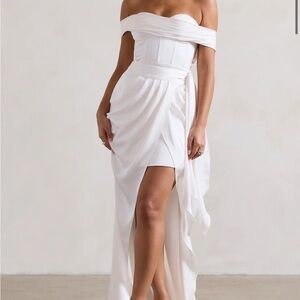 Chic Off-Shoulder White High Low Dress